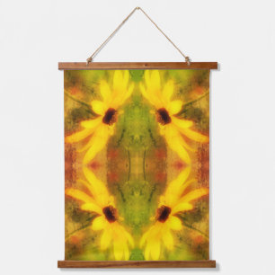 Black Eyed Susan Daisy Distressed Abstract  Hanging Tapestry