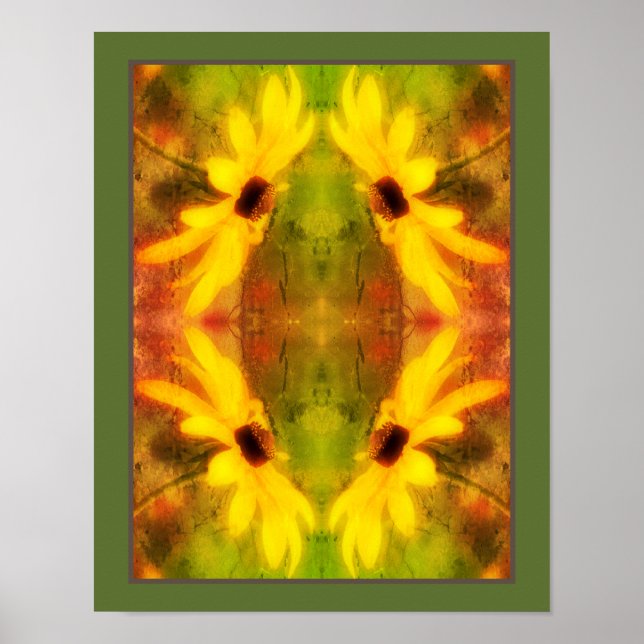 Black Eyed Susan Daisy Distressed Abstract  Poster (Front)