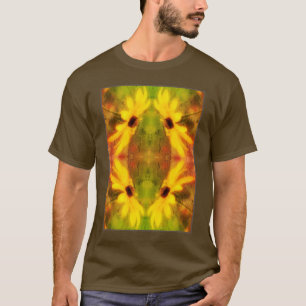 Black Eyed Susan Daisy Distressed Abstract  T-Shirt