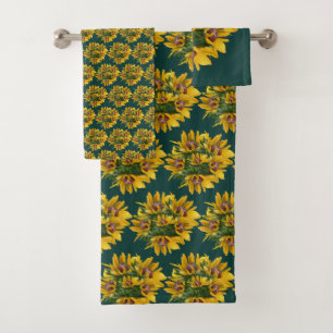 Black Eyed Susan Daisy Flower Bouquet  Bath Towel Set