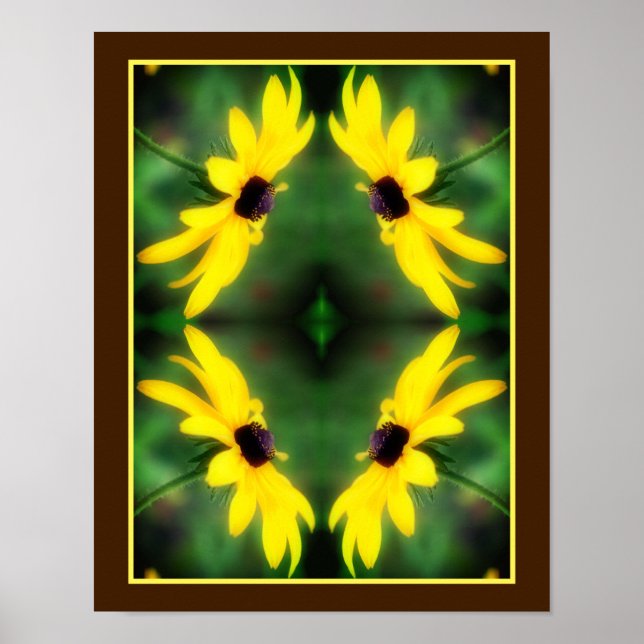 Black Eyed Susan Daisy Flower Mirror Abstract  Poster (Front)