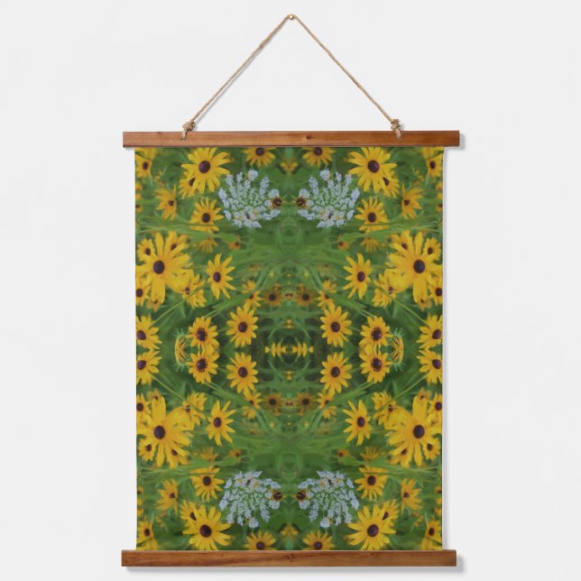Black Eyed Susan Daisy Flower Painting Abstract Hanging Tapestry (Front)