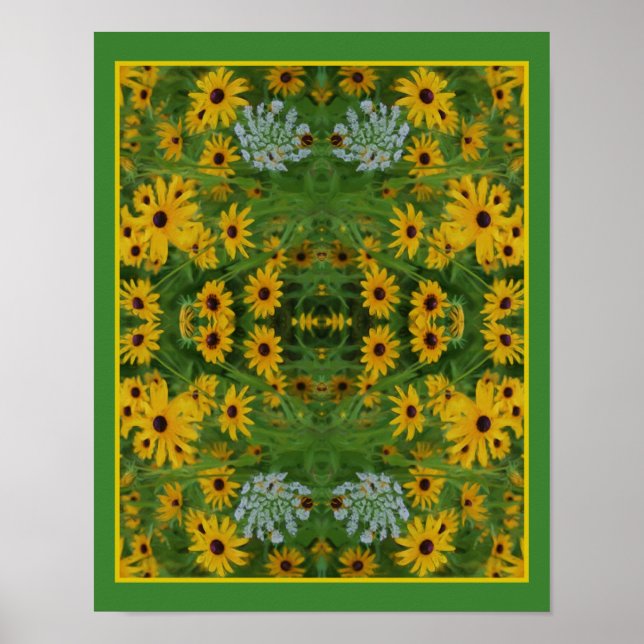 Black Eyed Susan Daisy Flower Painting Abstract Poster (Front)