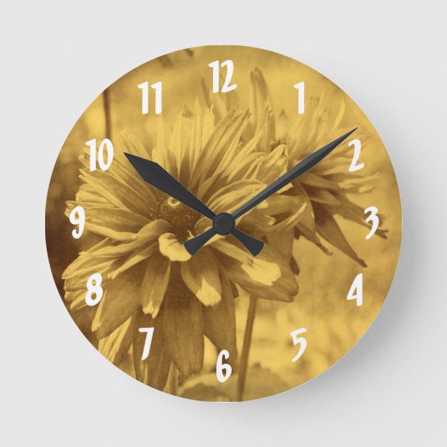 Black Eyed Susan Daisy Flower Vintage Round Clock (Front)