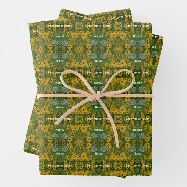 Black Eyed Susan Daisy Painting Personalised Wrapping Paper Sheet (In situ)