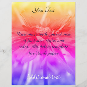 Black Eyed Susan Daisy Rainbow Colours Custom Letterhead