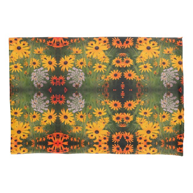 Black Eyed Susan Field Flowers Abstract Pattern Pillowcase (Front)