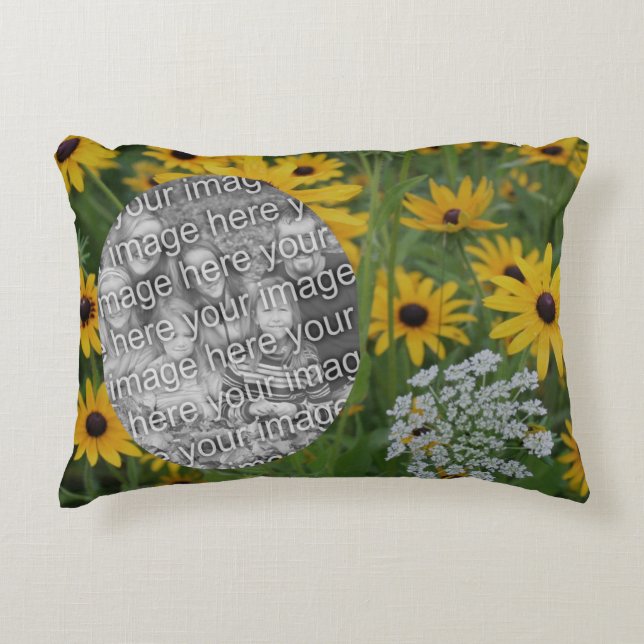 Black Eyed Susan Field Frame Add Your Photo Decorative Cushion (Front)