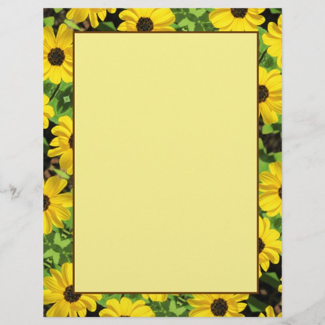 Black Eyed Susan Floral 8.5 x 11 Stationary (Front)