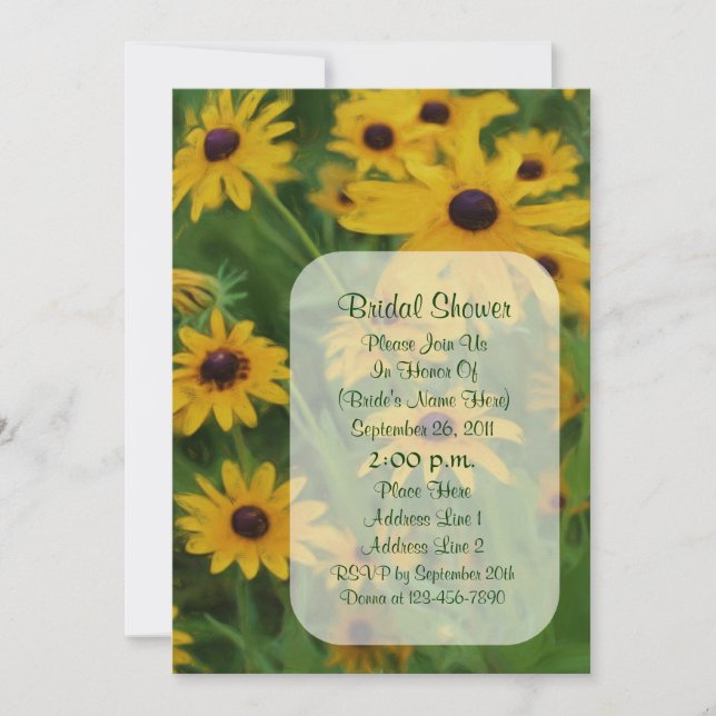 Black Eyed Susan Floral Art Bridal Shower  Invitation (Front)