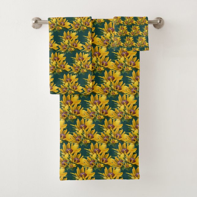 Black Eyed Susan Flower Bouquet Bath Towel Set (Insitu)