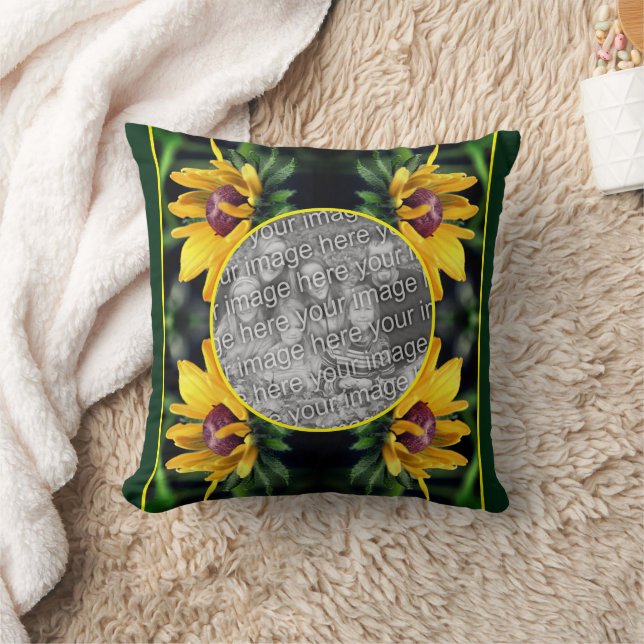 Black Eyed Susan Flower Frame Add Your Photo    Cushion (Blanket)