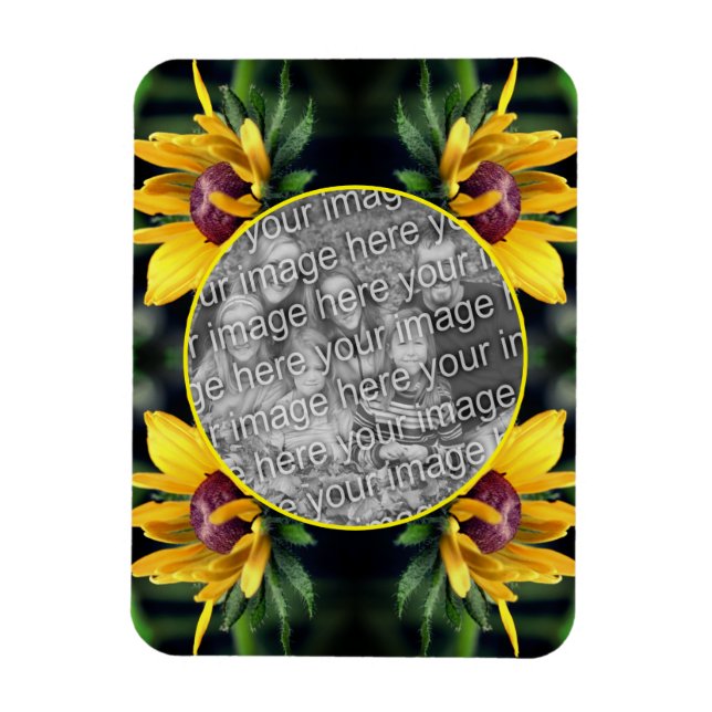 Black Eyed Susan Flower Frame Add Your Photo    Magnet (Vertical)