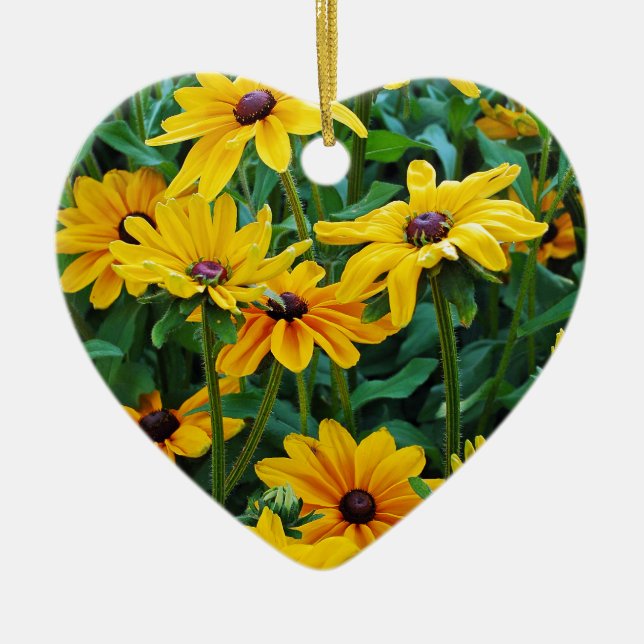 Black eyed susan flower garden ceramic tree decoration (Front)