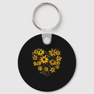 Black Eyed Susan Flower Girl Heart Valentines Day Key Ring
