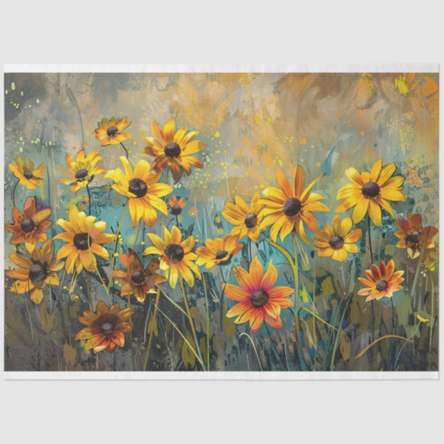 Black-Eyed Susan Flower Impressionist Decoupage Tissue Paper (Front)