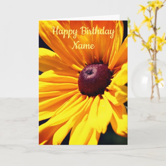 Black Eyed Susan Flower Personalised Birthday Card (Yellow Flower)