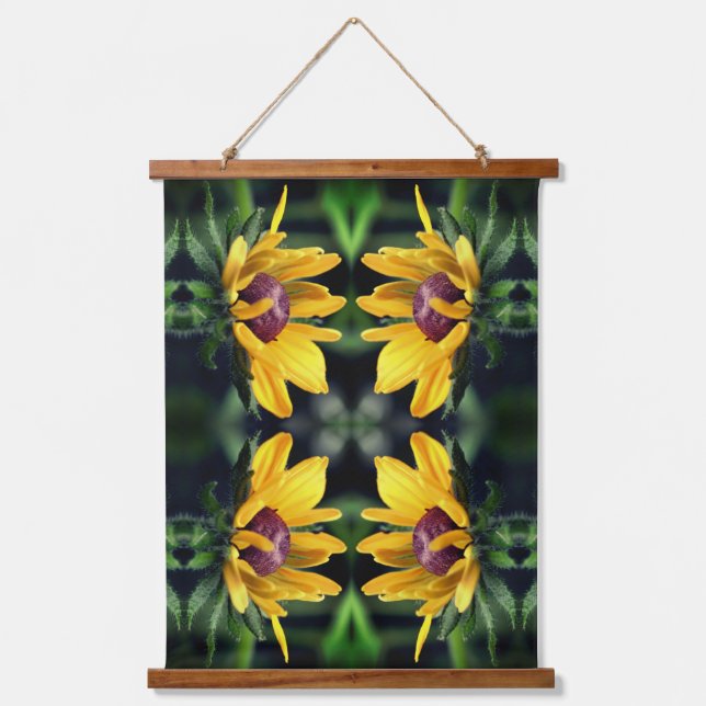 Black Eyed Susan Flower Unfolding Abstract     Hanging Tapestry (Front)