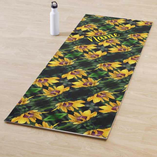 Black Eyed Susan Flower Unfolding Personalised  Yoga Mat (In Situ)