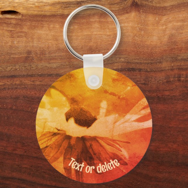 Black Eyed Susan Flower Vintage Personalised Key Ring (Front)