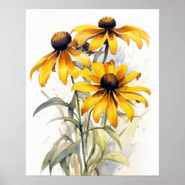 Black Eyed Susan Flowers Art Print Poster (Front)