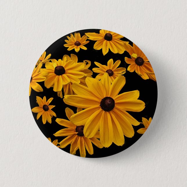Black Eyed Susan Flowers Floral Button (Front)