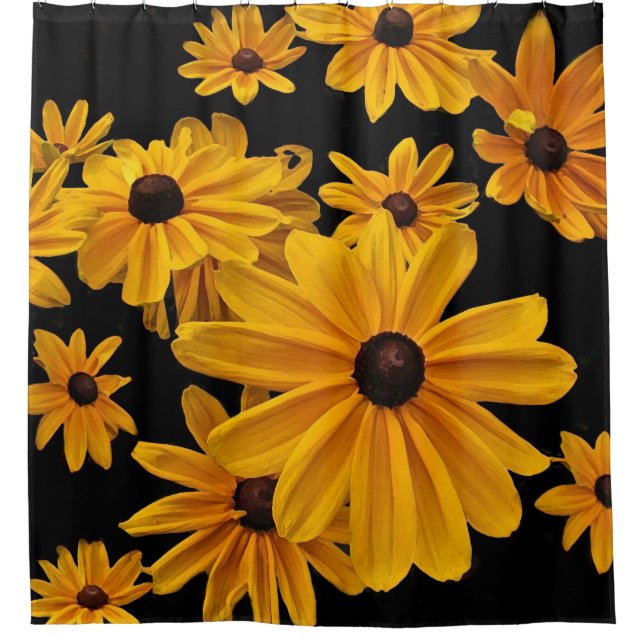 Black-eyed Susan Flowers Floral Shower Curtain (Front)