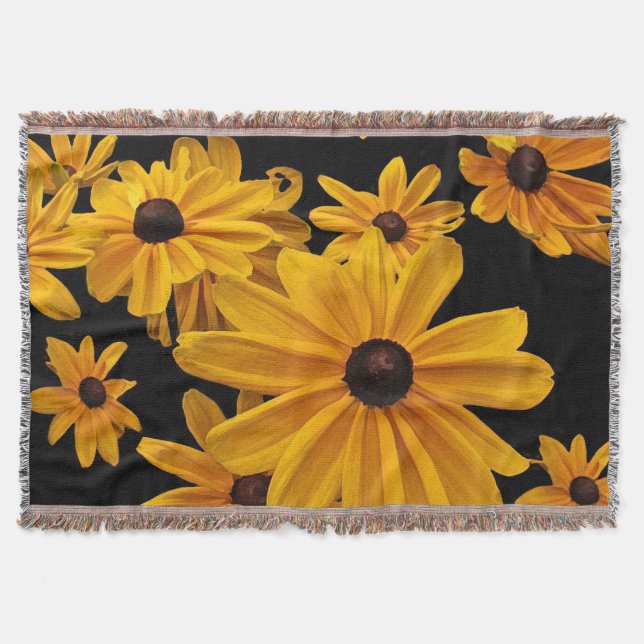 Black-eyed Susan Flowers Floral Throw Blanket (Front)