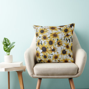 Black Eyed Susan Flowers Throw Pillow
