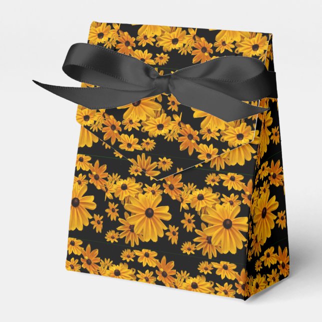 Black Eyed Susan Flowers Yellow Floral Favour Box (Front Side)