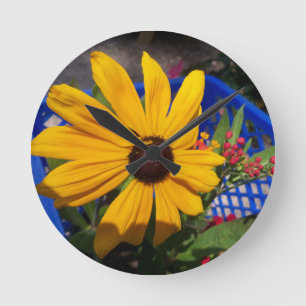 Black eyed-Susan front and centre Round Clock