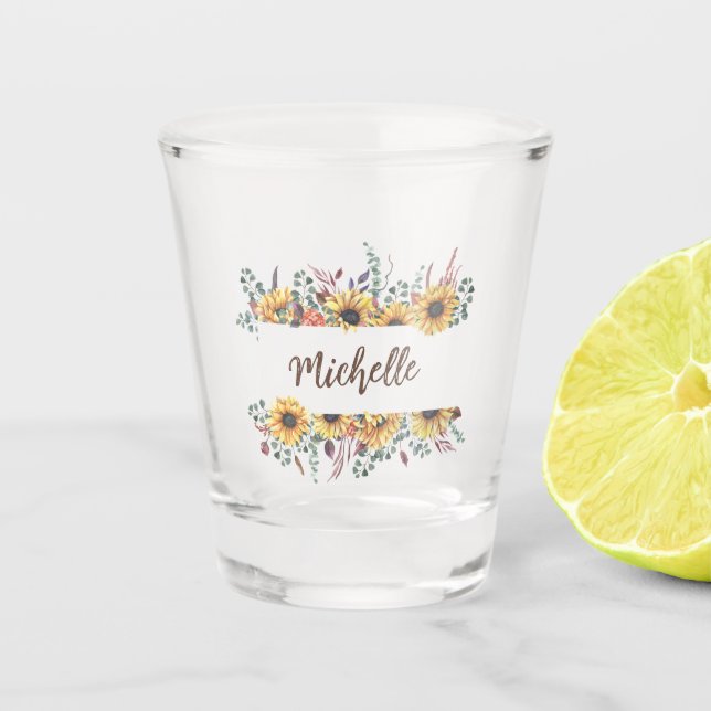 Black Eyed Susan Gardens - Personalised Shot Glass (Front)