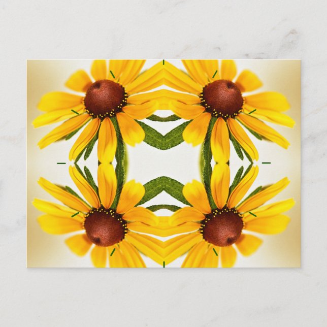 Black-Eyed Susan Kaleidoscope Pattern Postcard (Front)