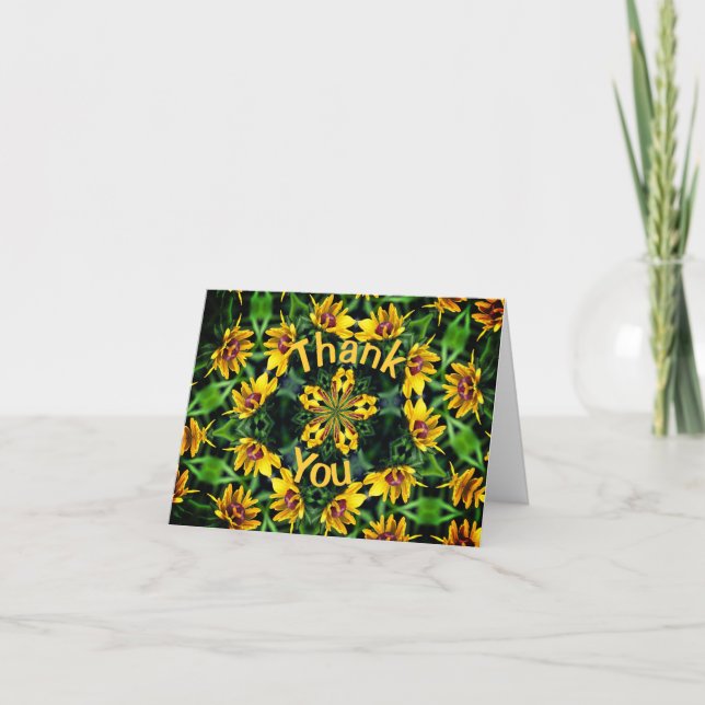 Black Eyed Susan Kaleidoscope Thank You Card (Front)