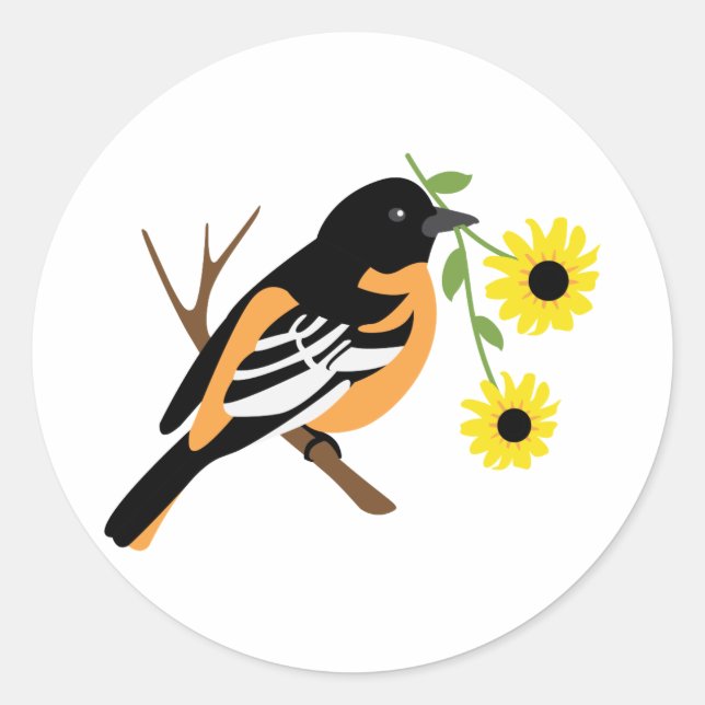Black Eyed Susan Oriole Classic Round Sticker (Front)