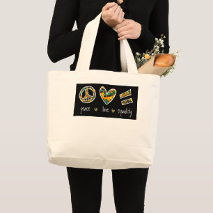 Black-eyed Susan Peace Love Equality Floral  Large Tote Bag