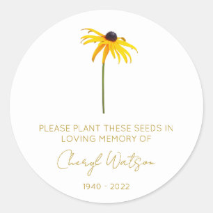 Black eyed susan Simple Memorial Seed Packet Classic Round Sticker