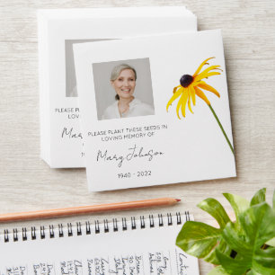 Black eyed susan Simple Photo Funeral Seed Envelope