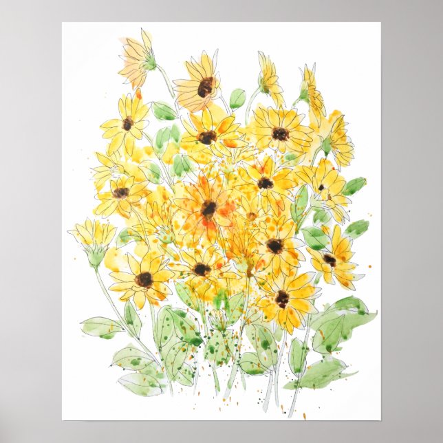 black-eyed Susan watercolor painting  Poster (Front)