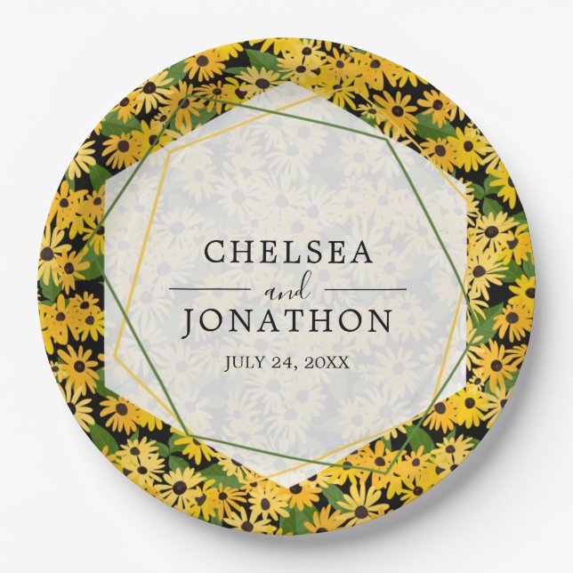 Black Eyed Susan Wedding Paper Plate (Front)