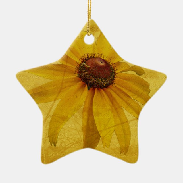 Black-Eyed Susan Wildflower Ceramic Tree Decoration (Front)