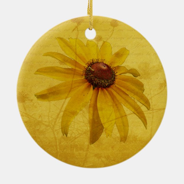 Black-Eyed Susan Wildflower Ceramic Tree Decoration (Back)