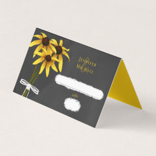 Black Eyed Susan wildflower wedding table card