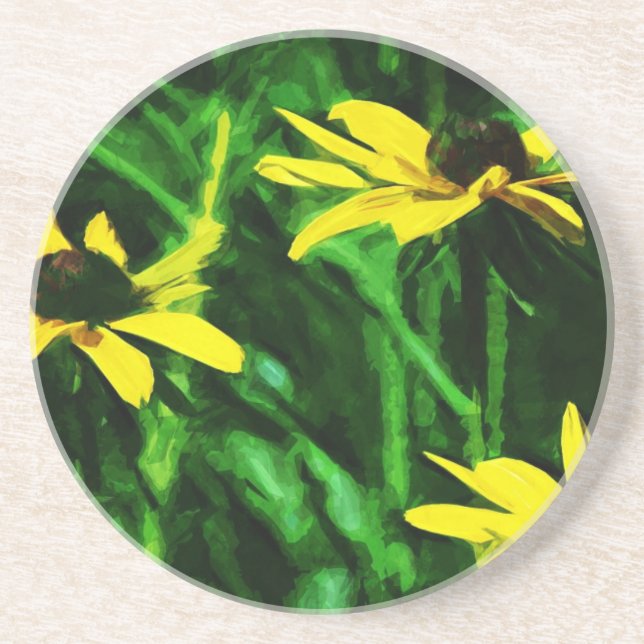 Black Eyed Susan Wildflowers Abstract Coaster (Front)