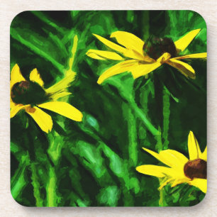 Black Eyed Susan Wildflowers Abstract Coaster