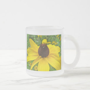 Black-Eyed Susan Wildflowers Frosted Glass Coffee Mug