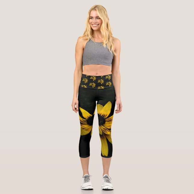 Black-Eyed Susan Yoga Capri Pants (Front)