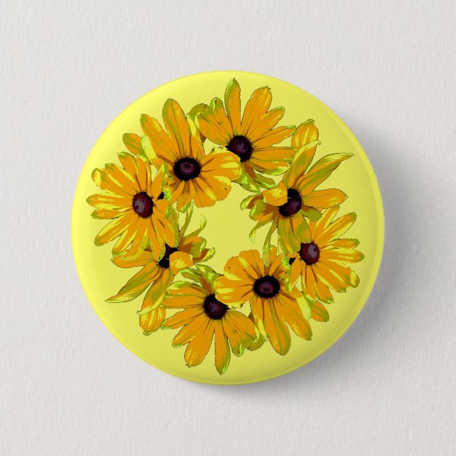 Black-eyed Susans 6 Cm Round Badge (Front)