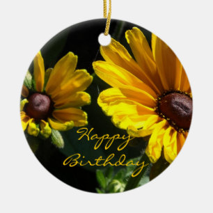 Black Eyed Susans Birthday Ceramic Tree Decoration