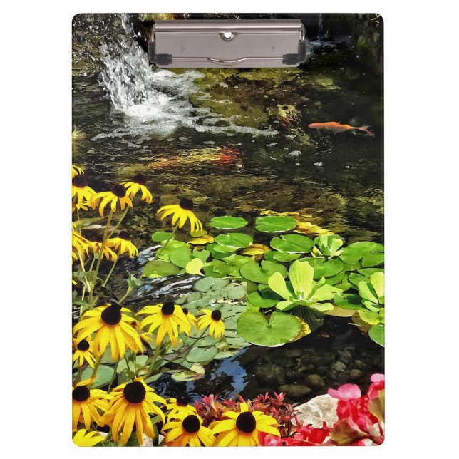 Black-Eyed Susans By Koi Pond Clipboard (Front)